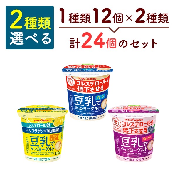 ◆クール便◆【選べる2種/24個】ソヤファーム 豆乳で作ったヨーグルト選べるセット