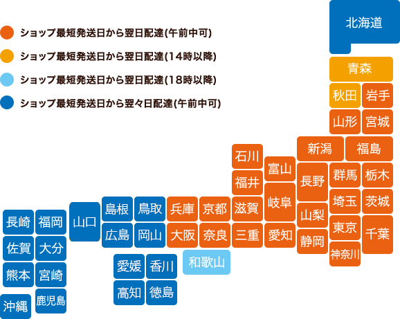 配達日を「希望なし」にした場合の予定配達日＜都道府県別＞